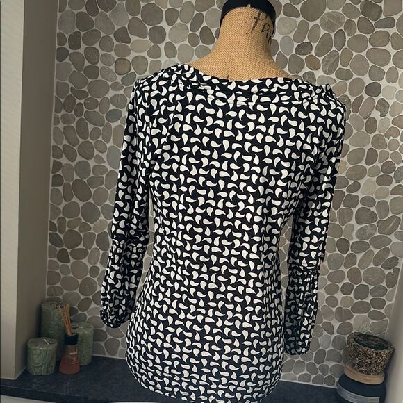 Lapis Black and White Patterned Women's Top size Medium - Picture 4 of 5